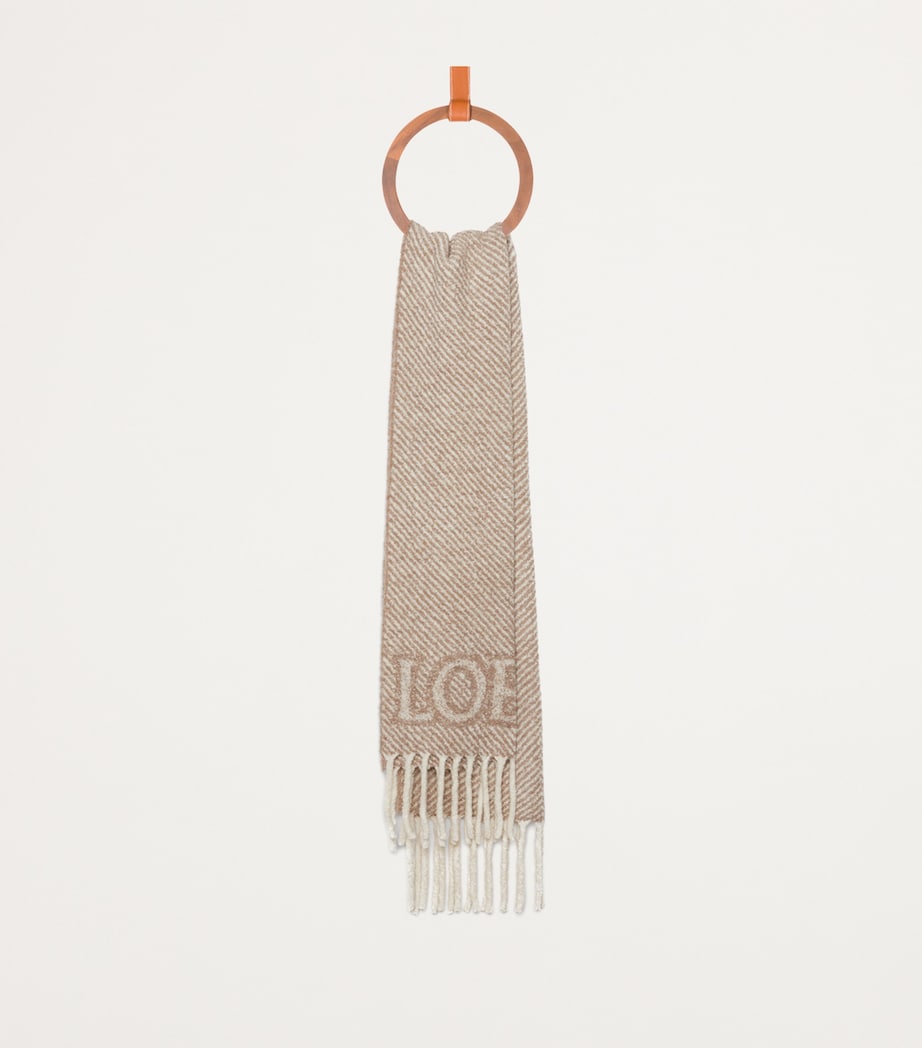 LOEWE Beige Alpaca-Blend Logo Scarf