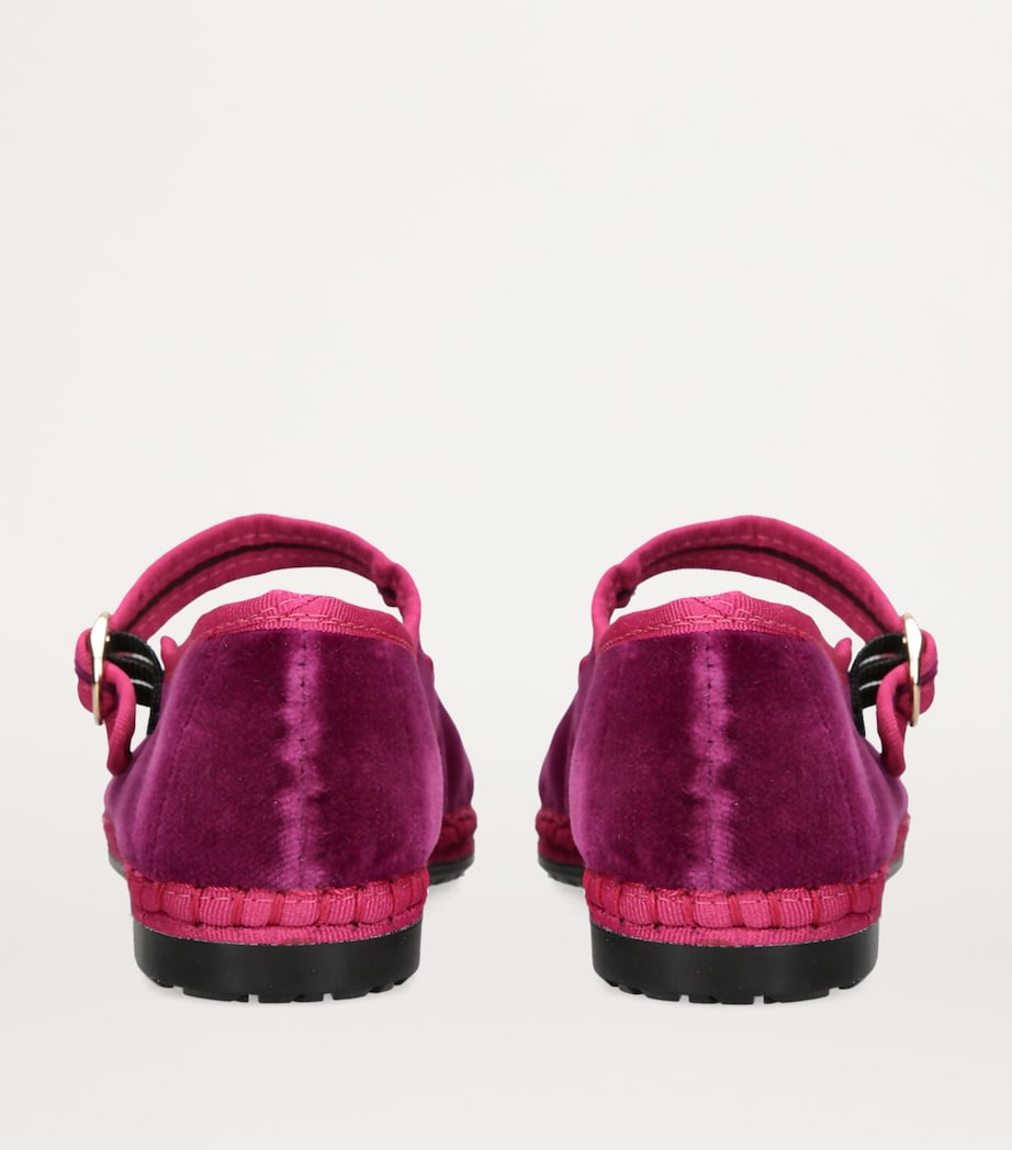 Flabelus Pink Velvet Nomi Mary Jane Flats