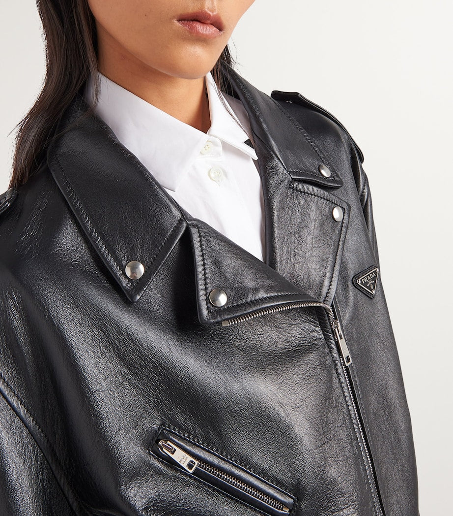 Prada Black Nappa Leather Biker Jacket
