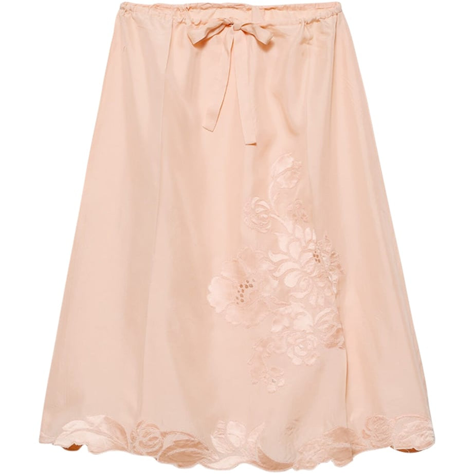 Orange Habotai Silk Midi Skirt