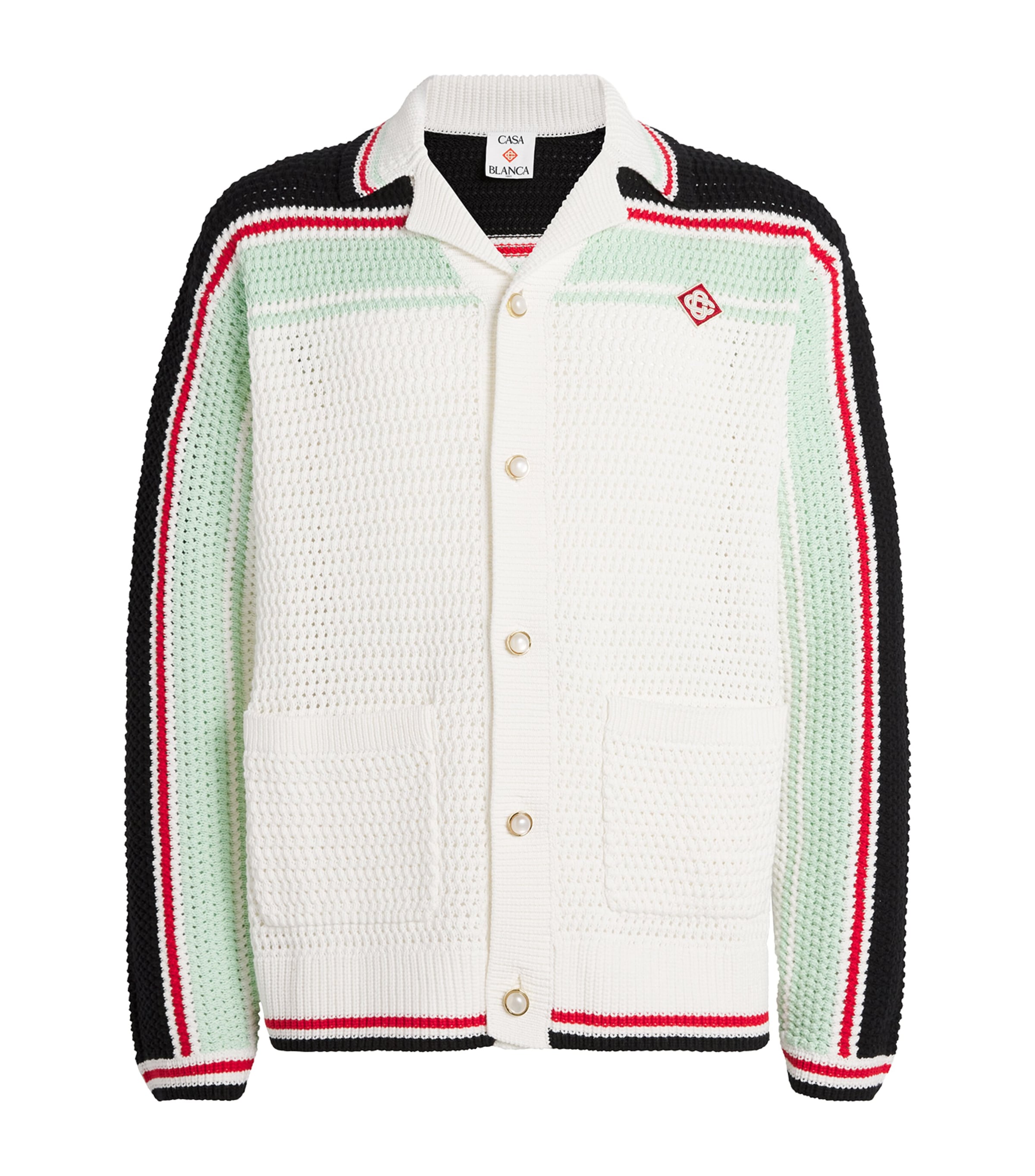 Casablanca Black Cotton Crochet Tennis Overshirt