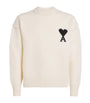 AMI Paris Beige Wool Logo Sweater
