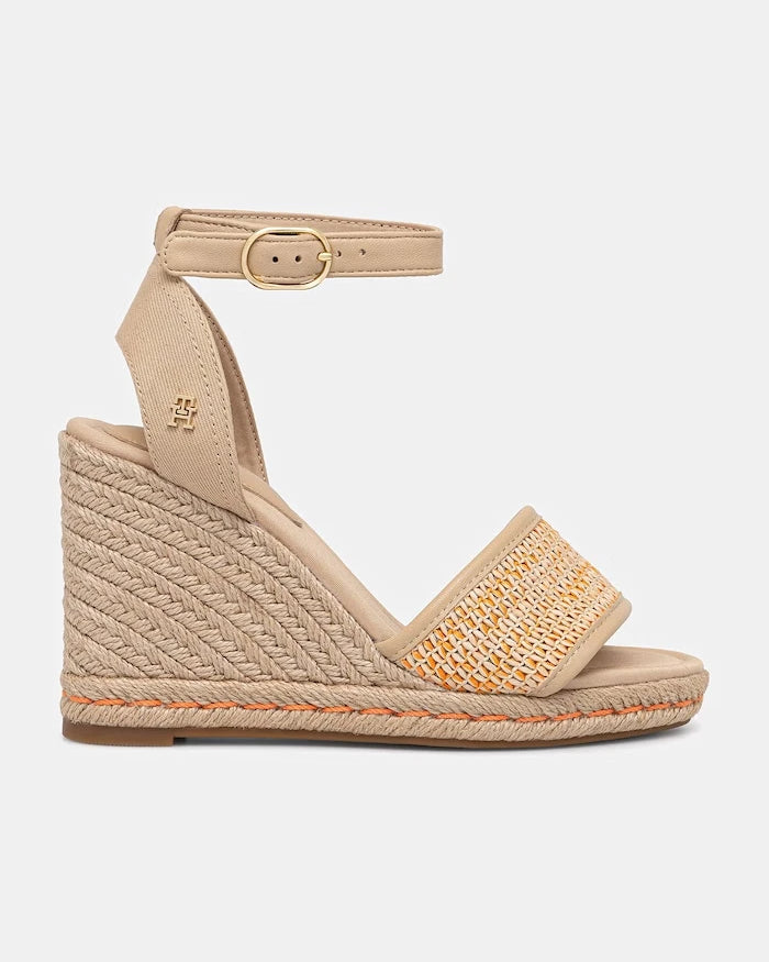Tommy Hilfiger HIGH WEDGE ESPAD RAFFIA Sandalet