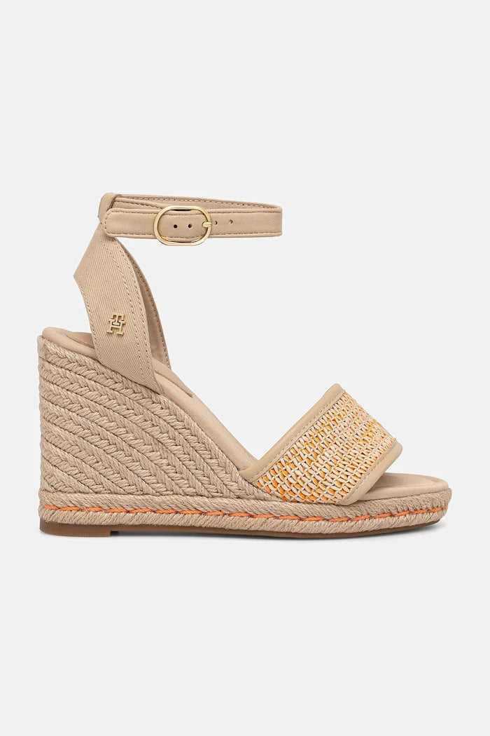 Tommy Hilfiger сандали HIGH WEDGE ESPAD RAFFIA