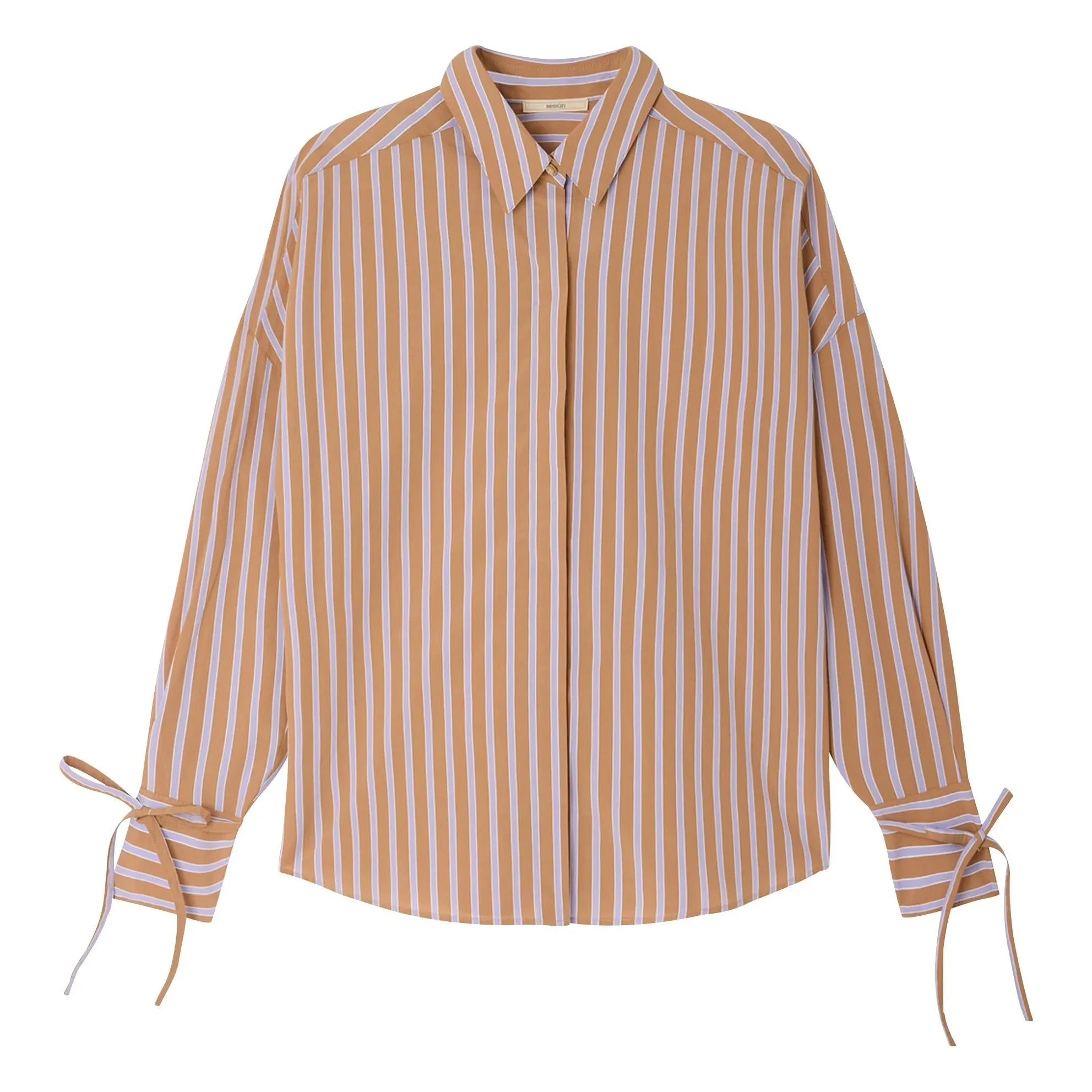 Sessùn - Armando Cotton Stripe Shirt | Terracotta