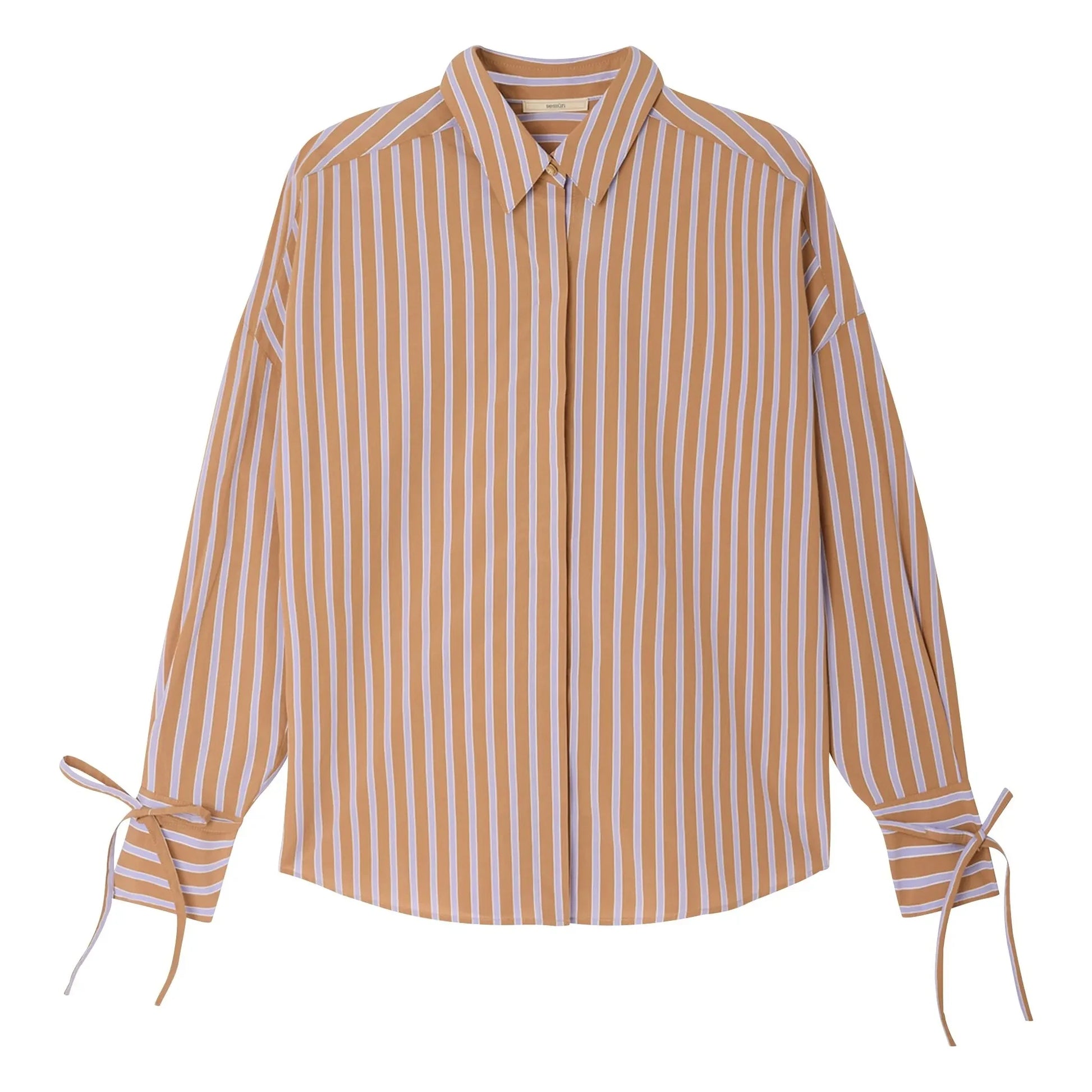 Sessùn - Armando Cotton Stripe Shirt | Terracotta