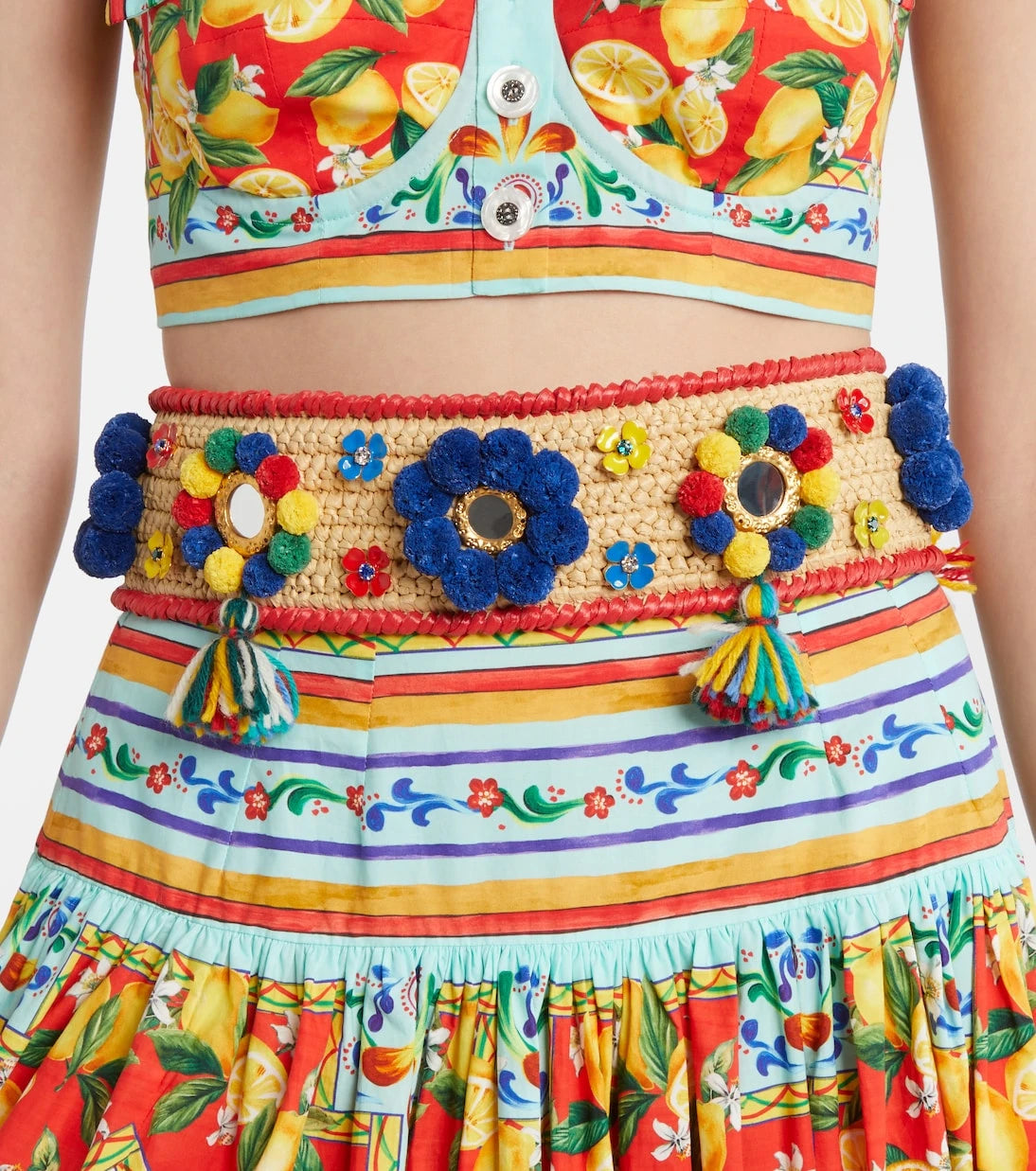 Dolce&Gabbana - Embellished raffia belt
