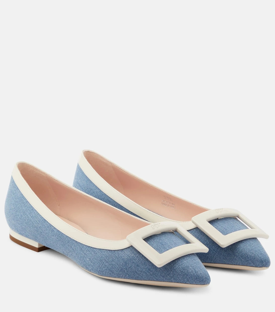 Roger Vivier - Leather-trimmed denim ballet flats