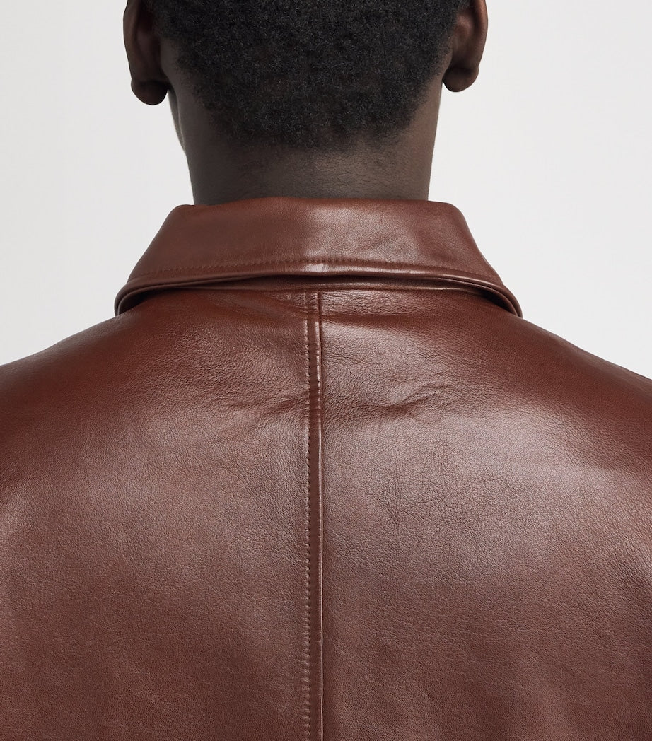 Sunflower Brown Collar Leather Jacket