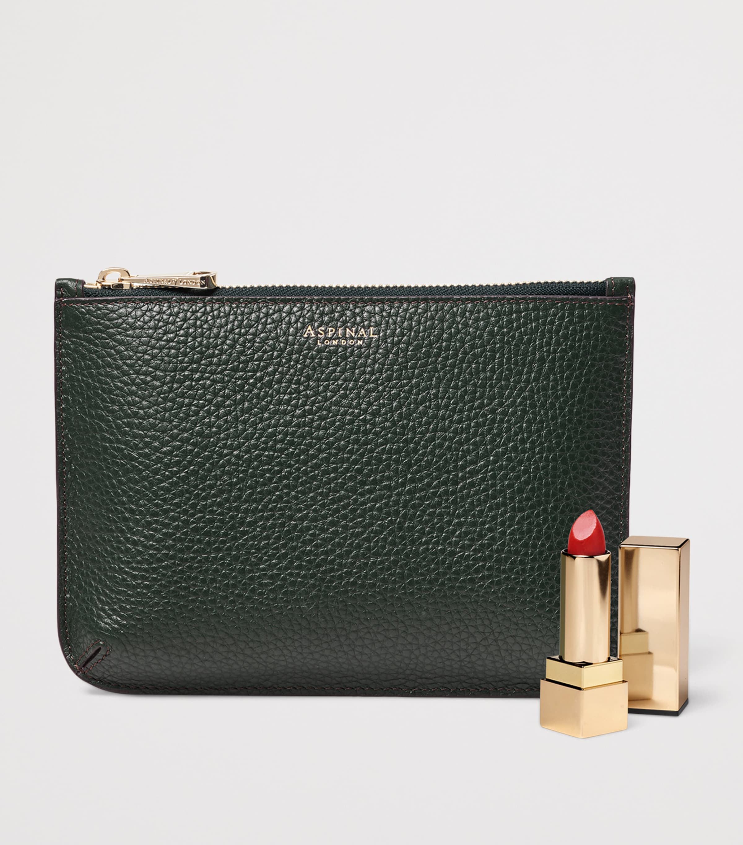 Aspinal Of London Green Large Leather Ella Pouch