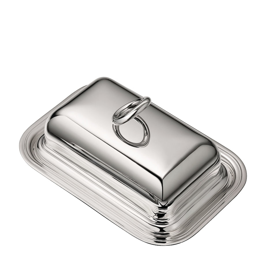 Christofle Silver-Plated Glass Vertigo Butter Dish (17cm x 12cm)