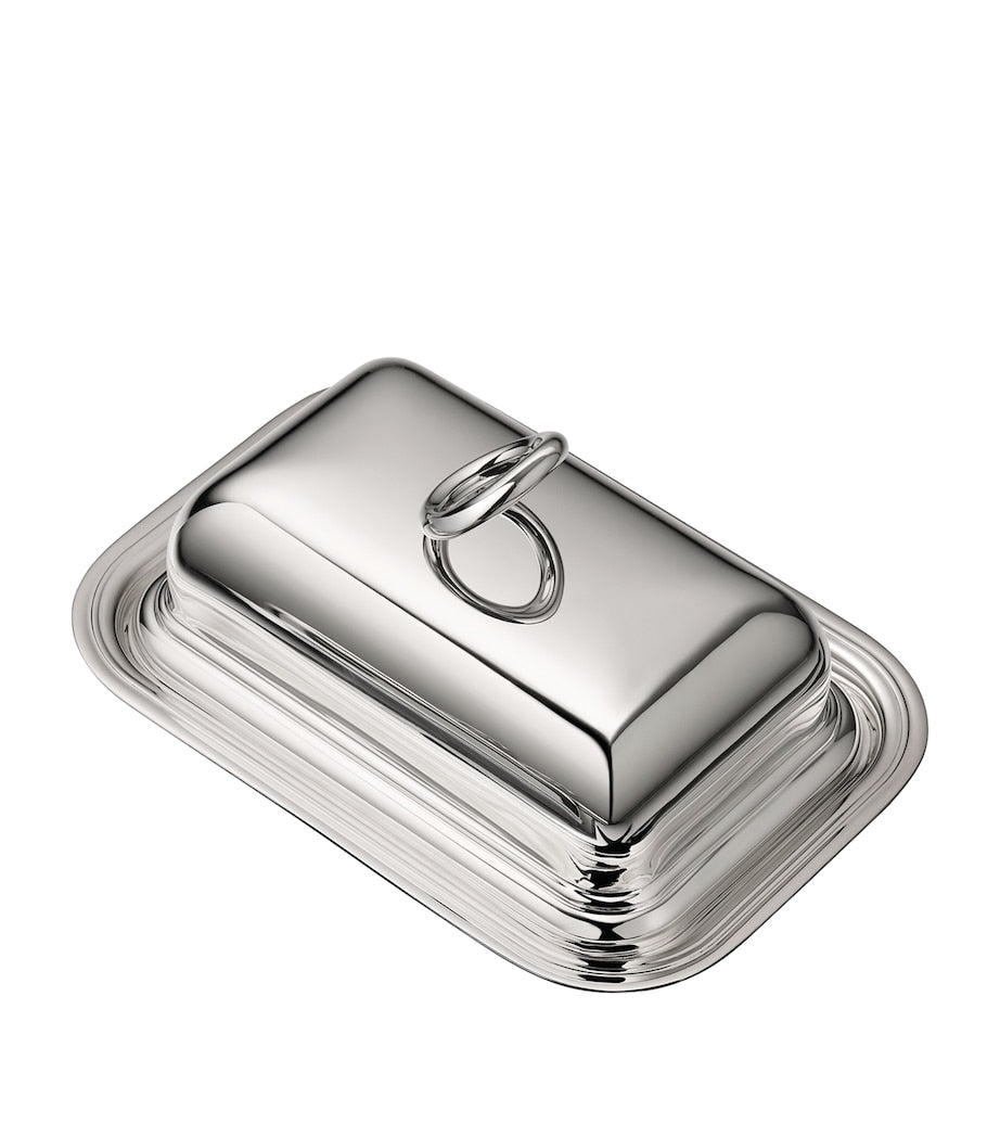 Christofle Silver-Plated Glass Vertigo Butter Dish (17cm x 12cm)