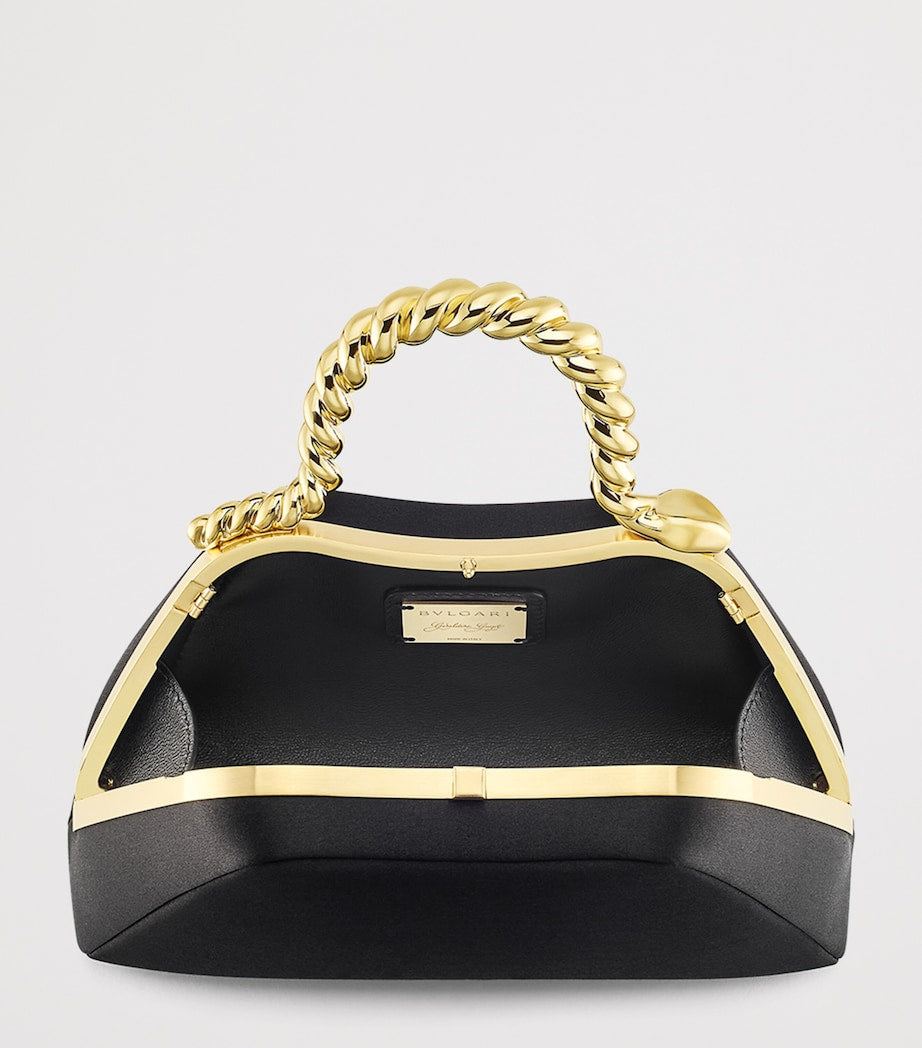 Black x Geraldine Guyot Mini Satin Serpentine Top-Handle Bag