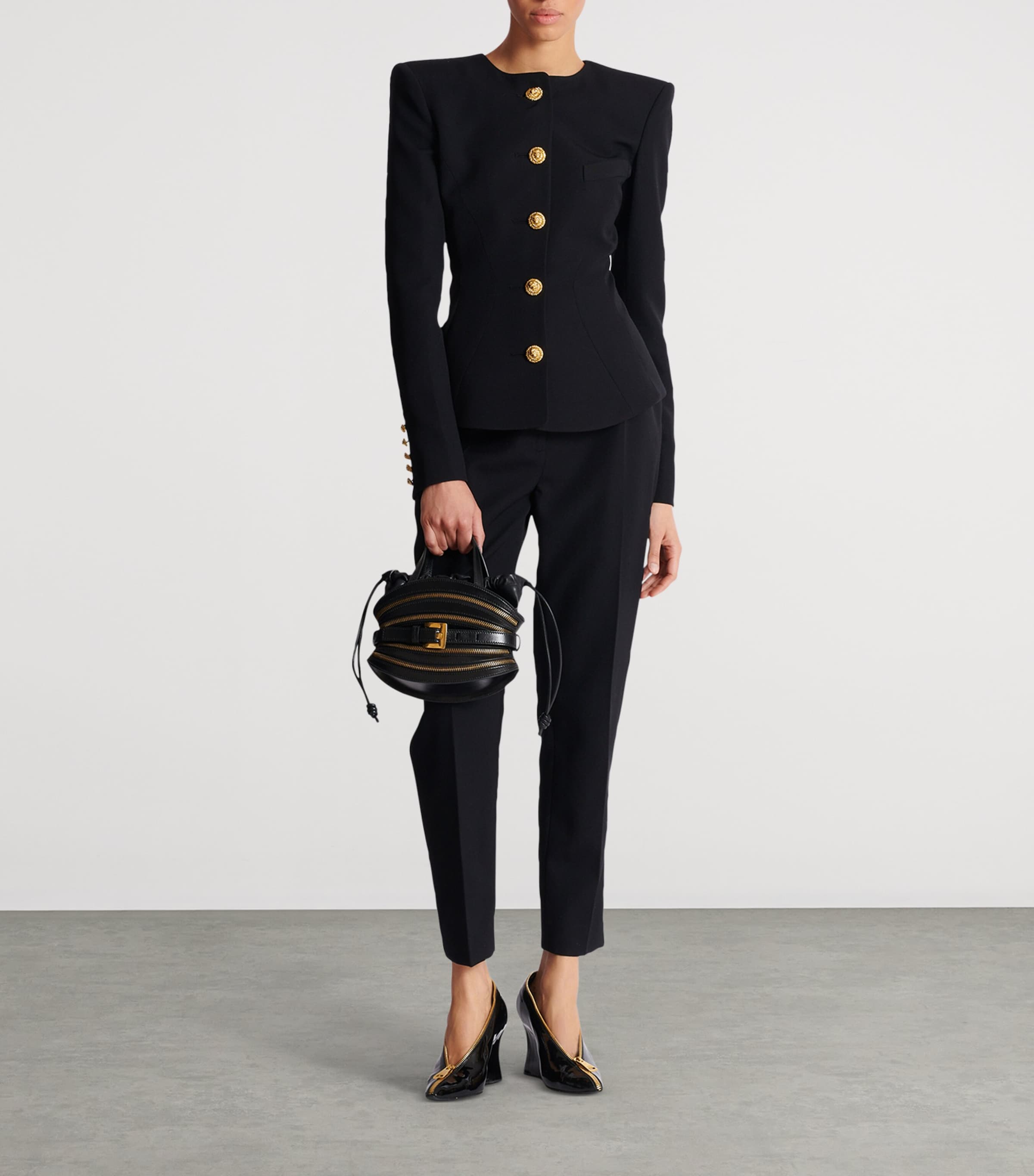 Balmain Black Wool Buttoned Basque Jacket