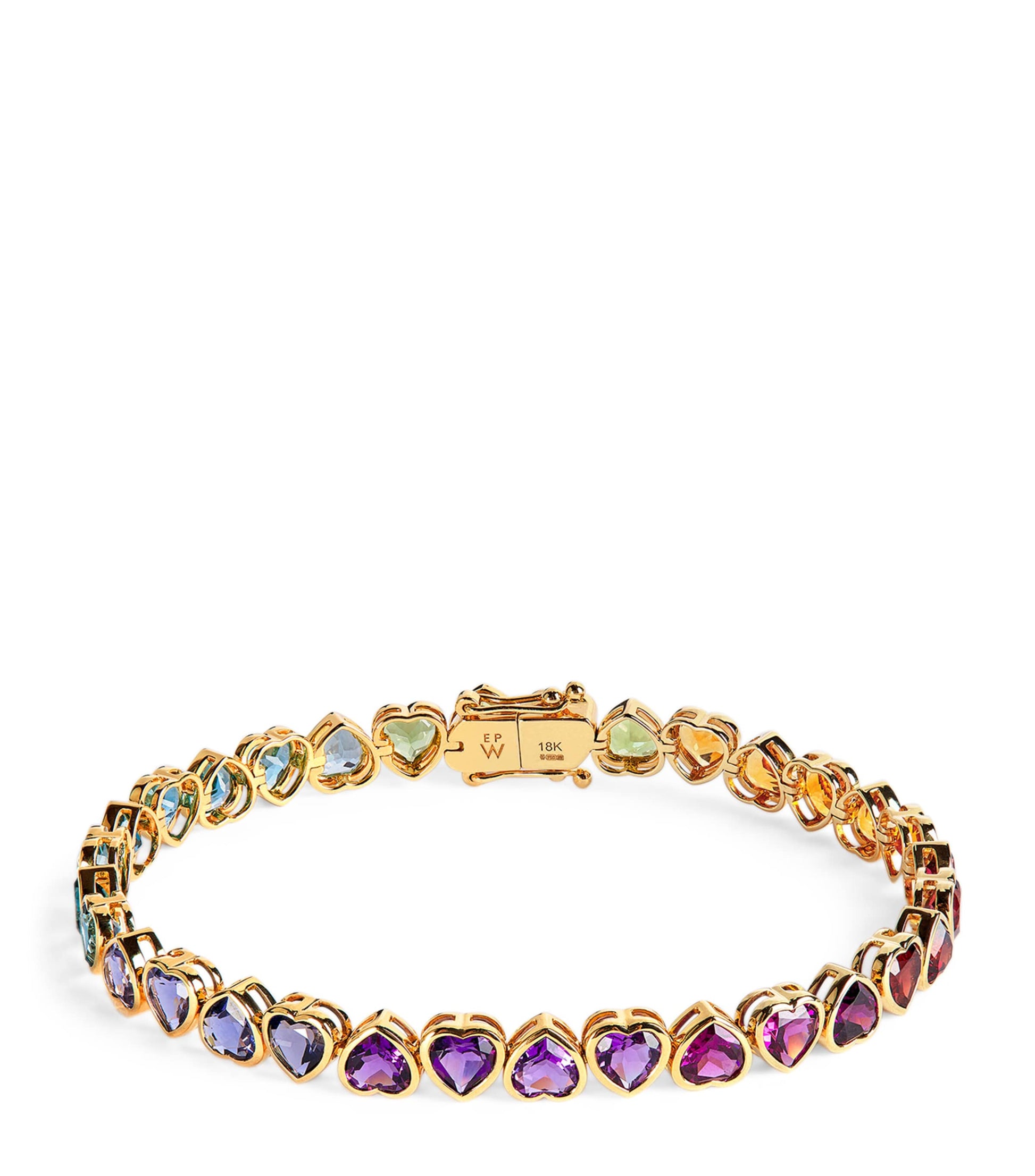 Yellow Gold and Multi-Gemstone I Heart Rainbow Bracelet