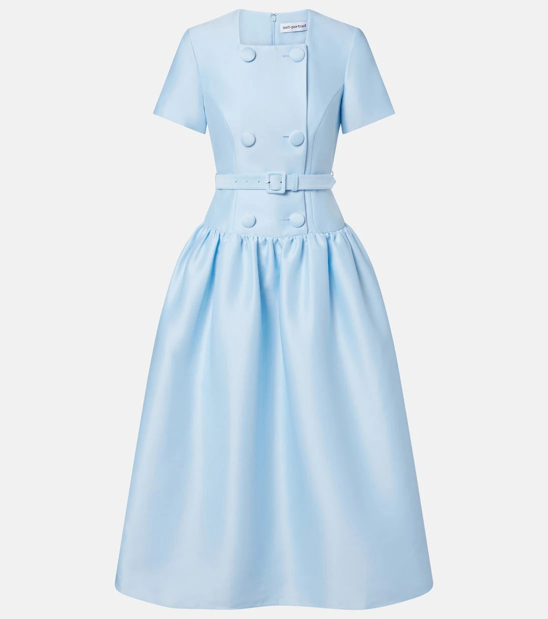Self-Portrait - Belted taffeta midi dress