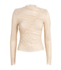 Self-Portrait Beige Embellished Gathered Top