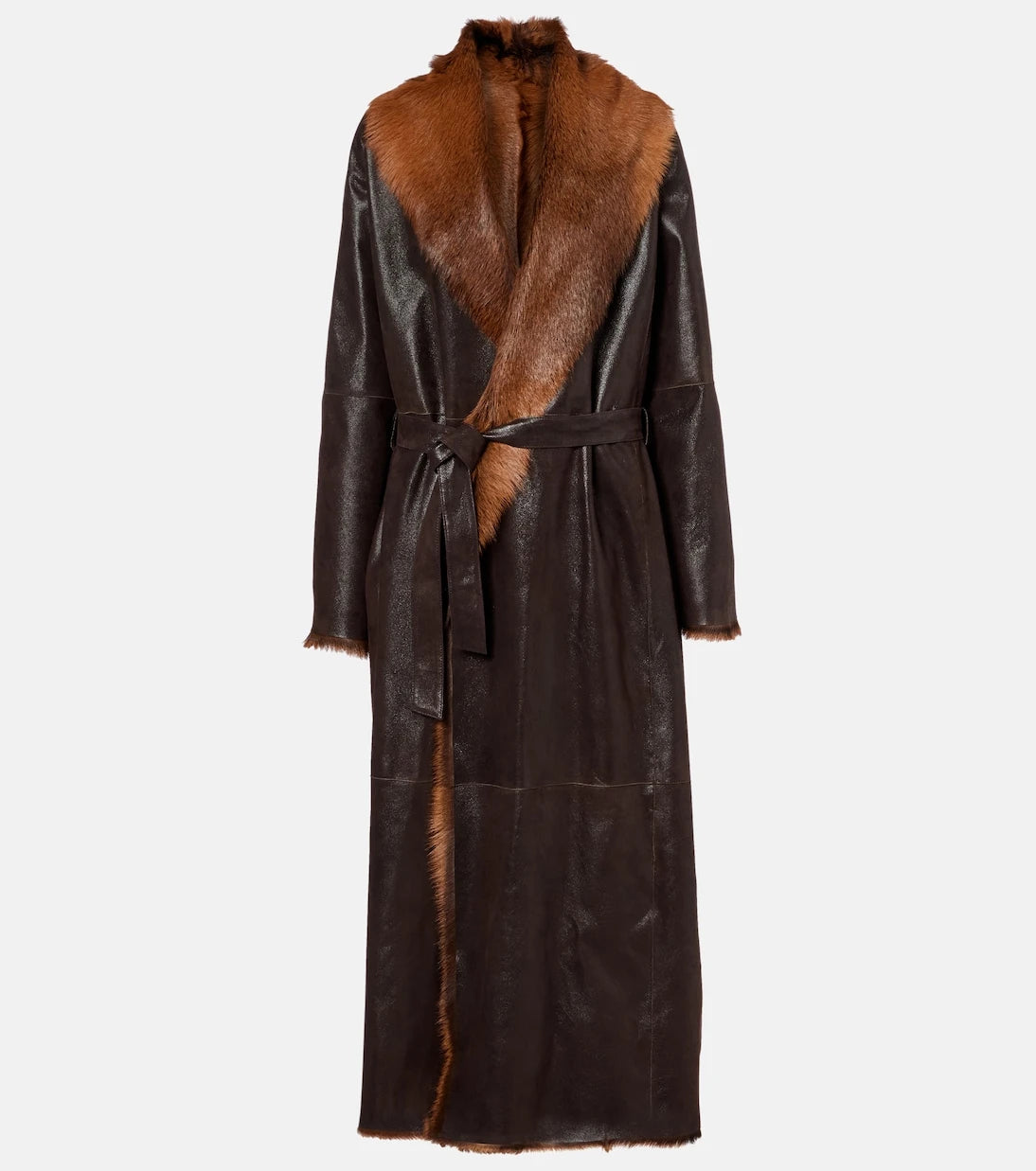 Magda Butrym - Shearling-lined leather wrap coat