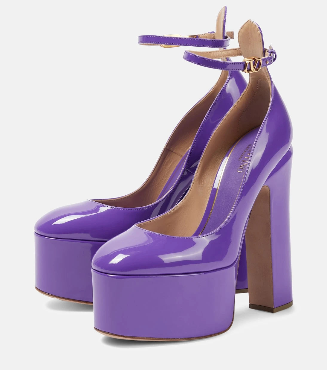 Valentino Garavani - Tan-Go patent leather platform pumps