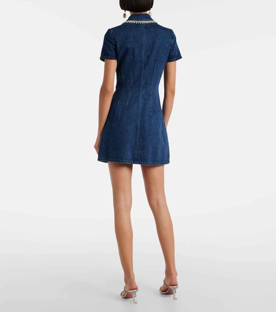 Self-Portrait - Crystal-embellished denim minidress