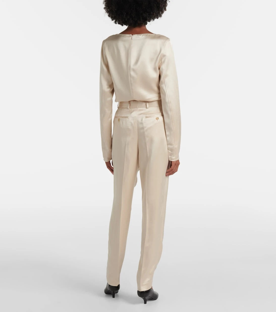 Toteme - High-rise satin straight pants