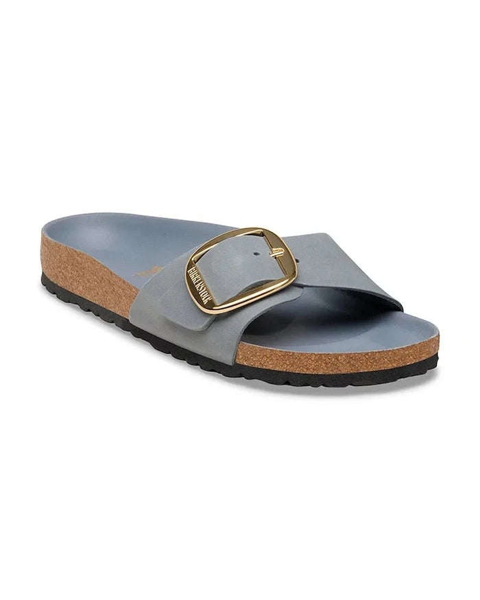 Birkenstock düz tabanlı kadın nubuk Madrid Big Buckle terlik