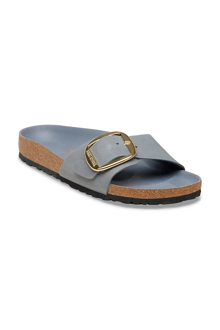 Birkenstock düz tabanlı kadın nubuk Madrid Big Buckle terlik