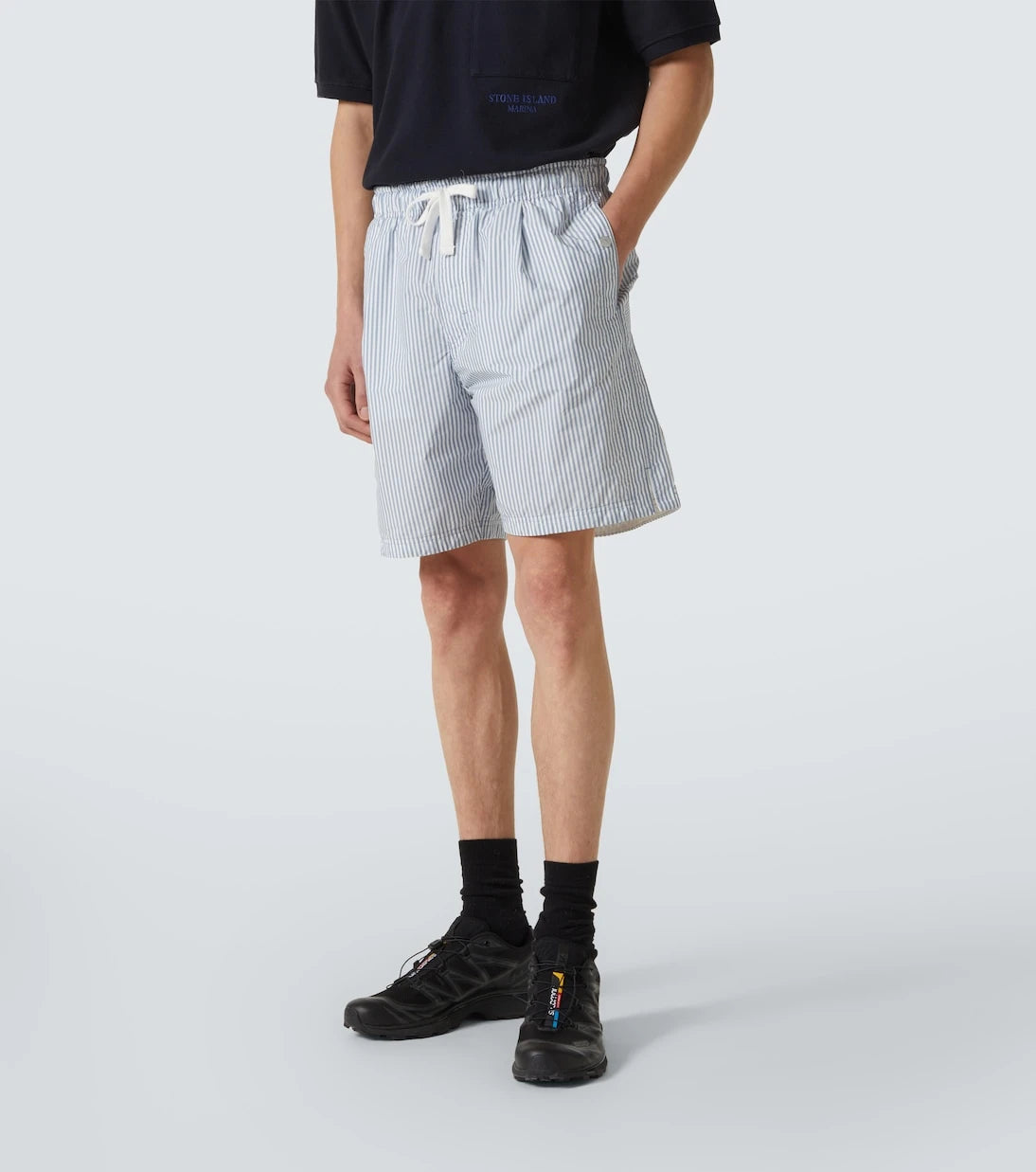 Stone Island - شورت برمودا مخطط مارينا