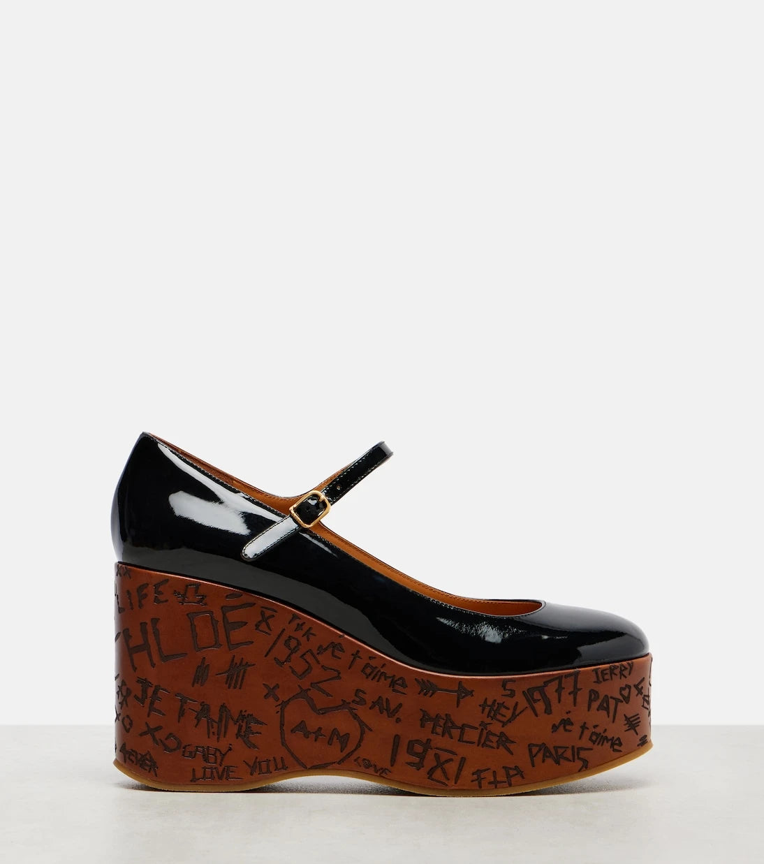 Chloé - Maxime 80 patent leather wedge pumps