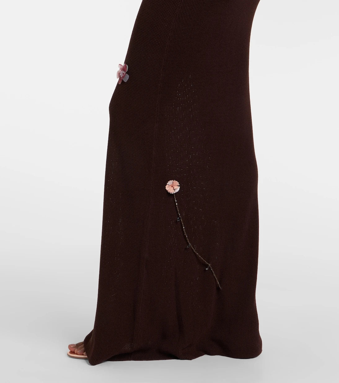 Aya Muse - Stem floral-appliqué knitted maxi dress