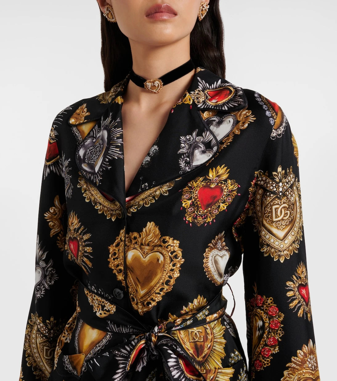 Dolce&Gabbana - Devotion belted silk twill blouse