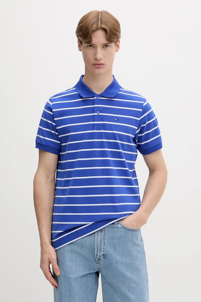 Tommy Jeans тениска с яка мъжка от памук