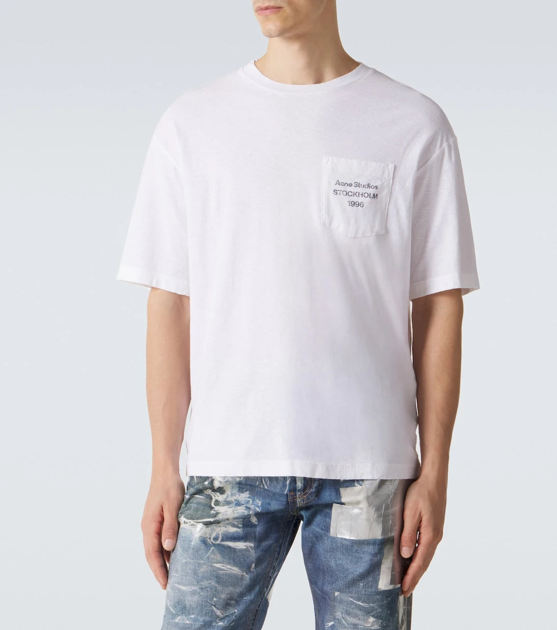 Acne Studios - تيشيرت جيرسيه من القطن والقنب بشعار العلامة