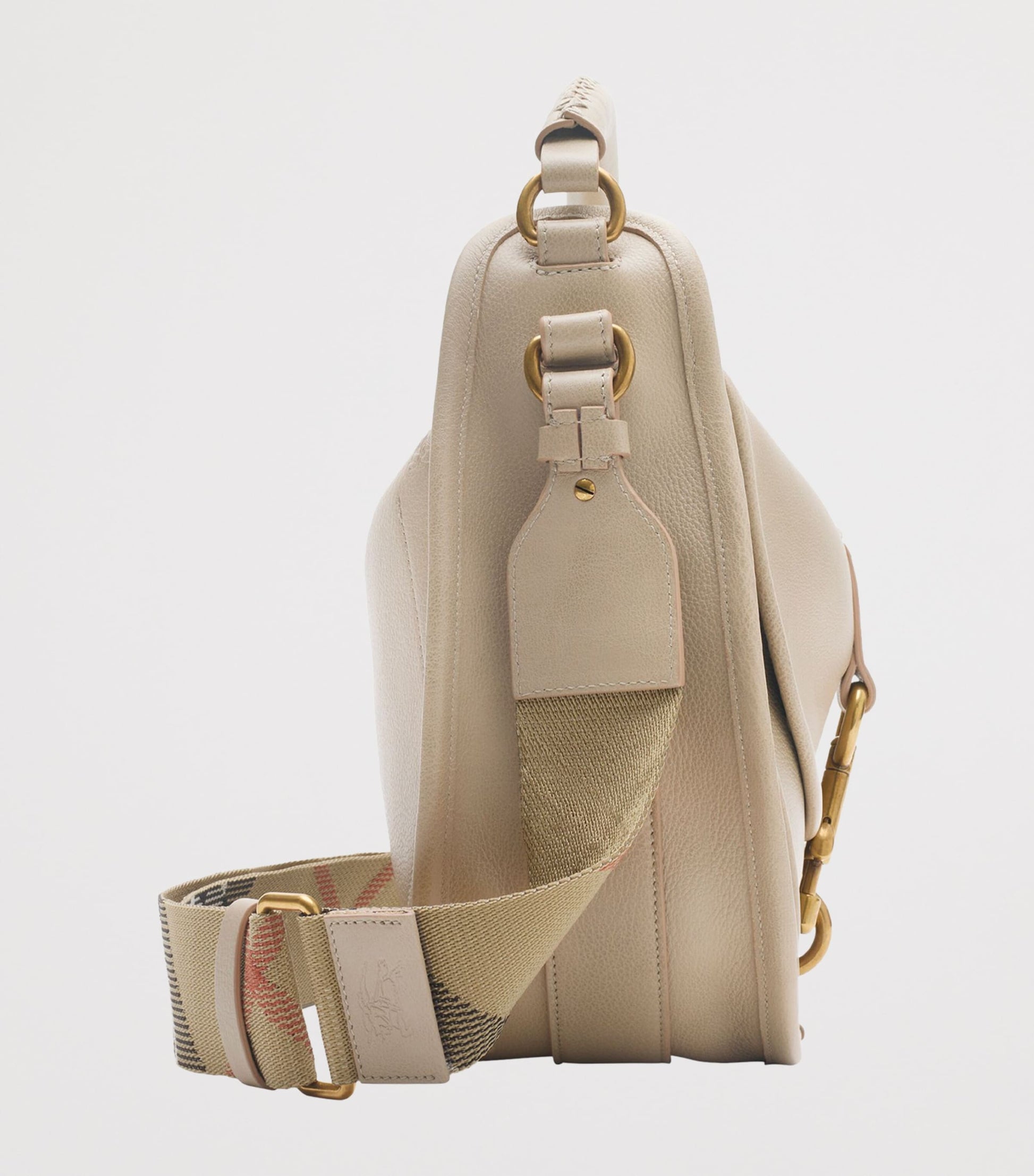 Burberry Beige Small Calf Leather B Clip Messenger Bag