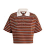 Brown Cotton Stripe Embellished Polo Shirt