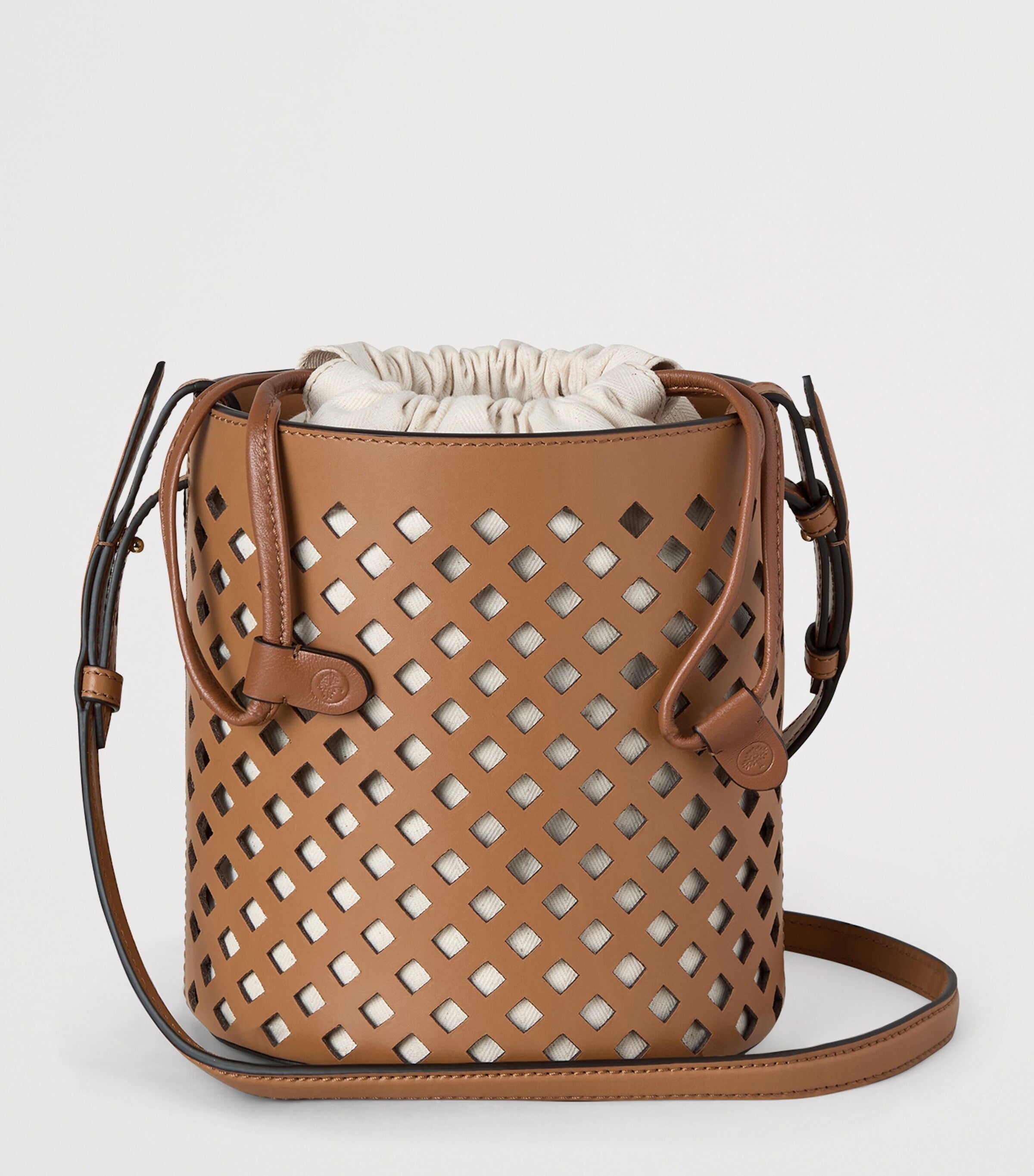 Mulberry Brown Leather Perforated Bucket Bag