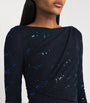 Talbot Runhof Navy Embellished Asymmetric Gown