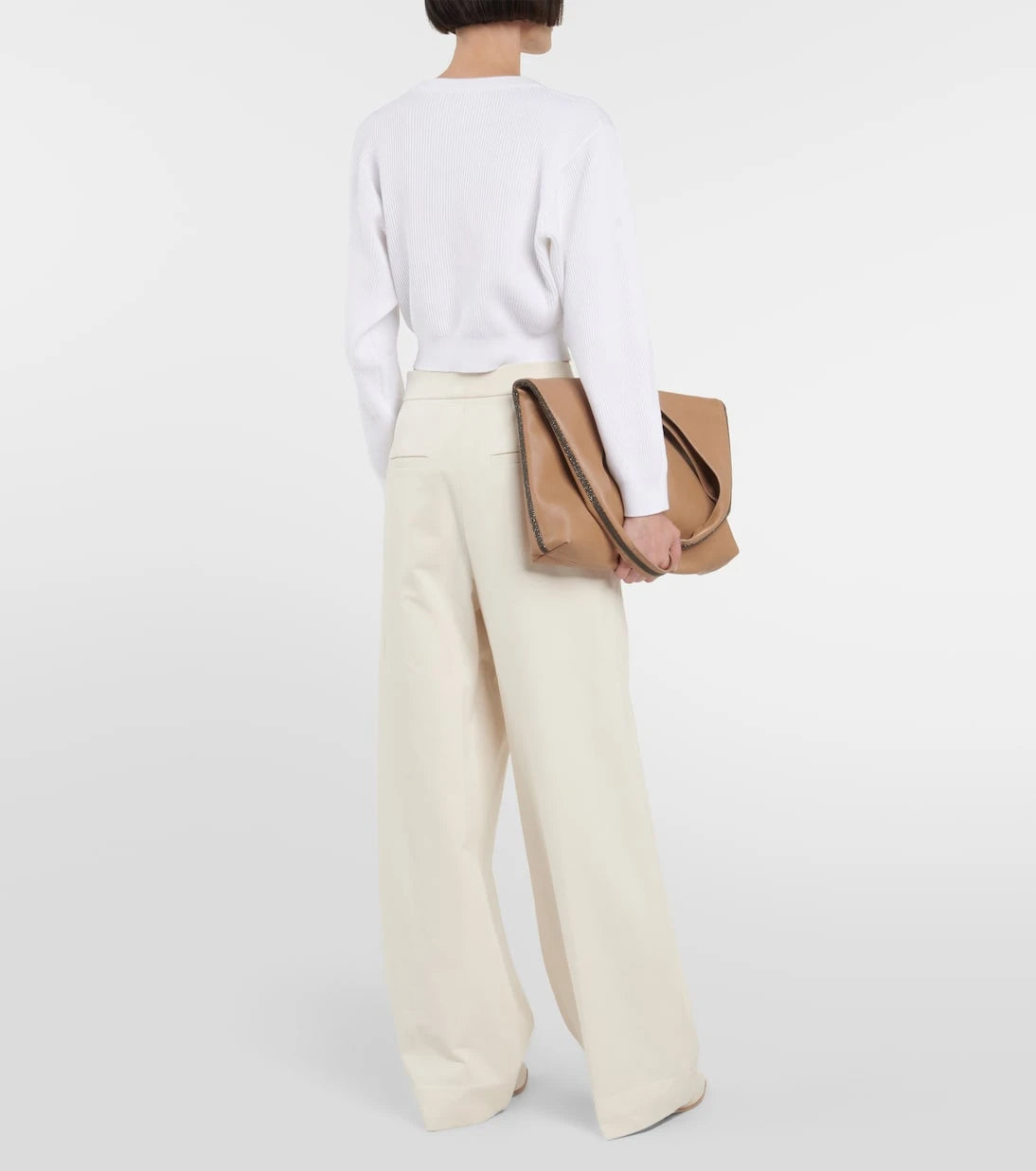 Brunello Cucinelli - Pamuklu jarse crop kazak