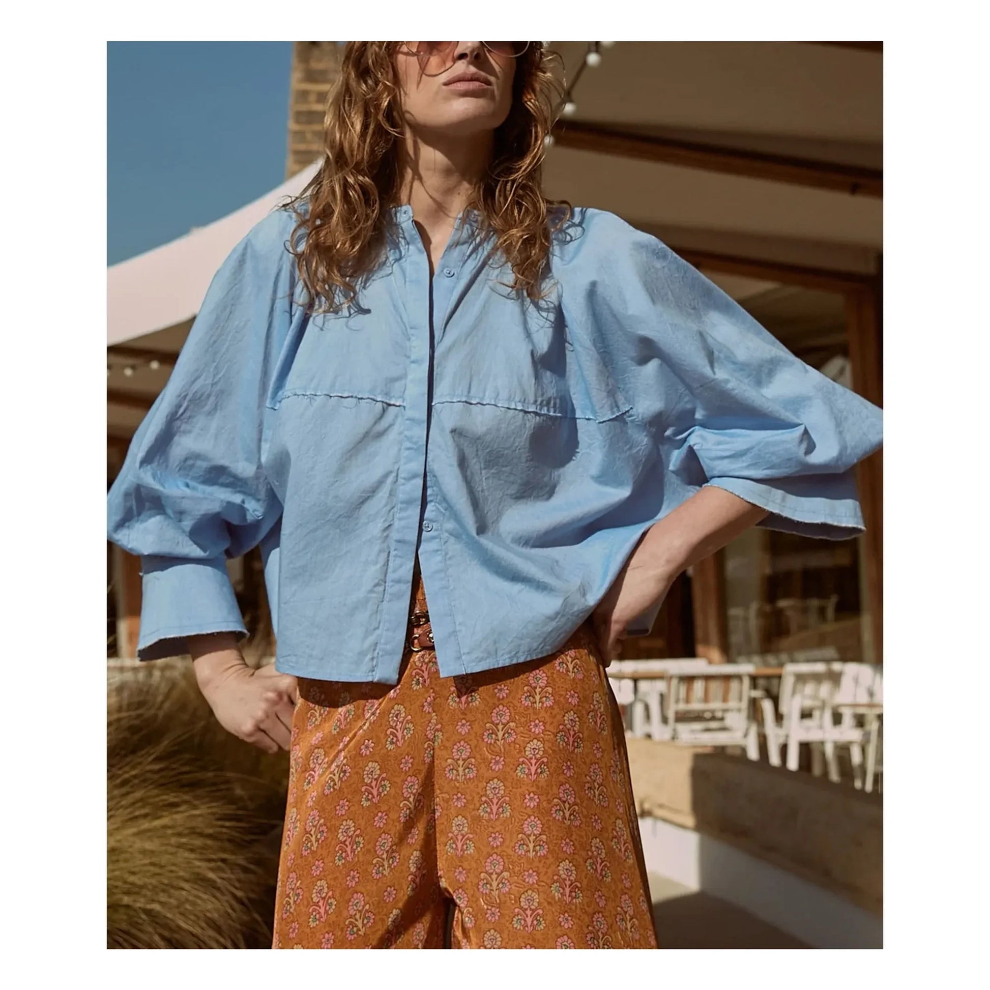 Mes Demoiselles - Soon Cotton Poplin Blouse | Light blue