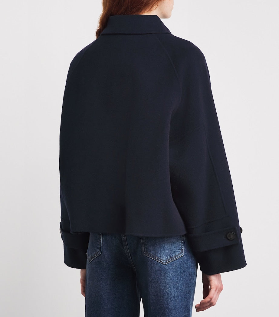 Weekend Max Mara Blue Virgin Wool Cropped Coat