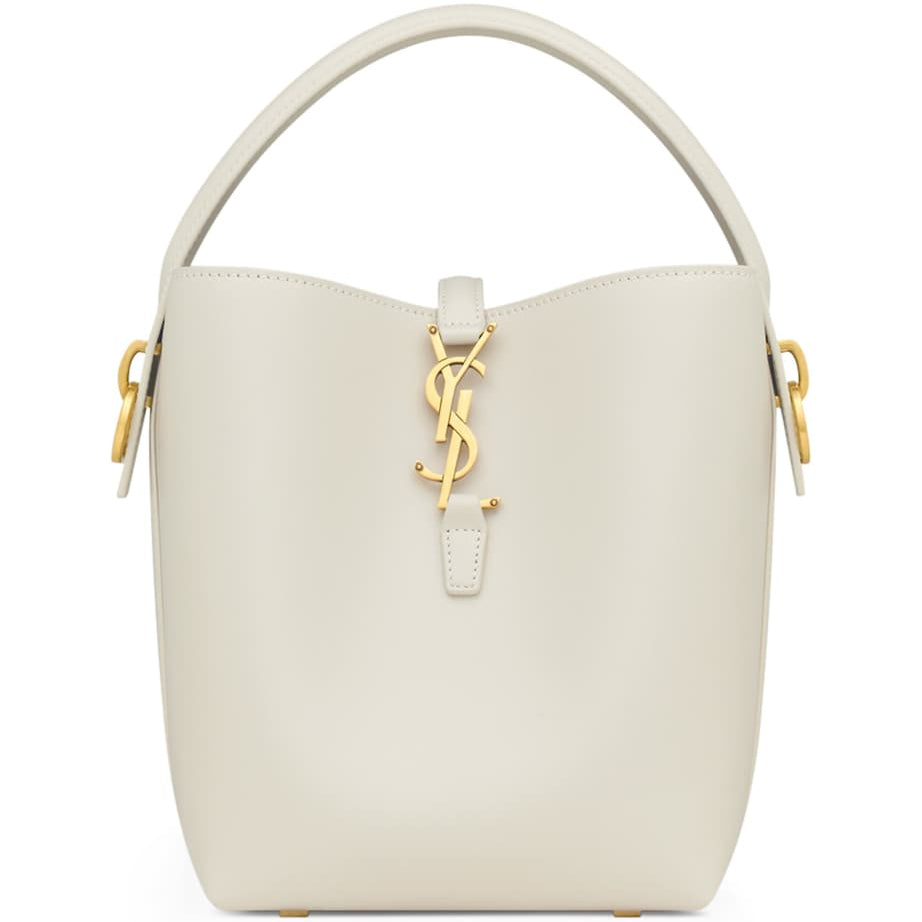 Saint Laurent White Small Calfskin Le 37 Bucket Bag