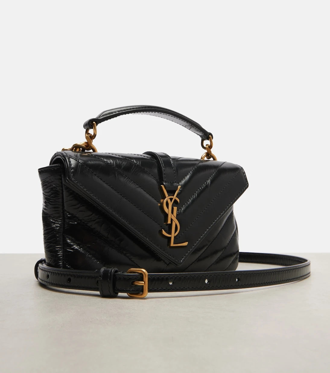Saint Laurent - حقيبة كتف كوليدج ميني جلد مبطن