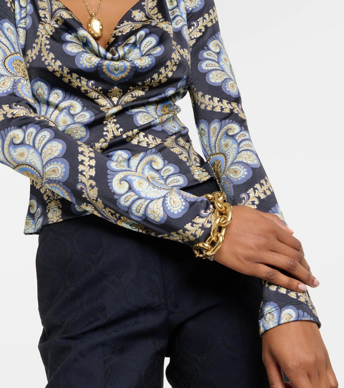 Etro - Scoop-neck paisley jersey top