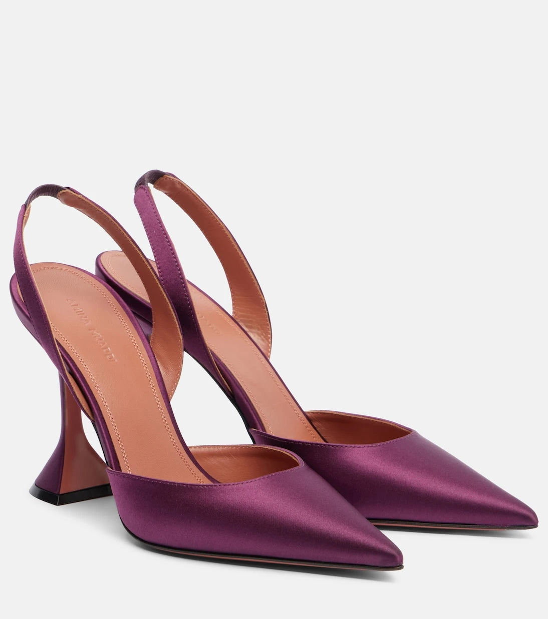 Amina Muaddi - Holli 95 satin slingback pumps
