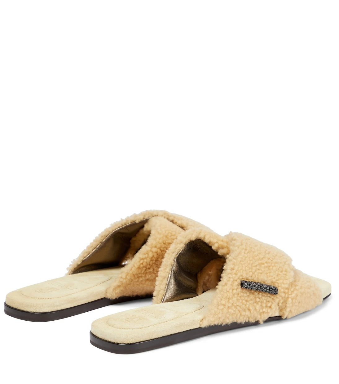 Brunello Cucinelli - Embellished shearling slides