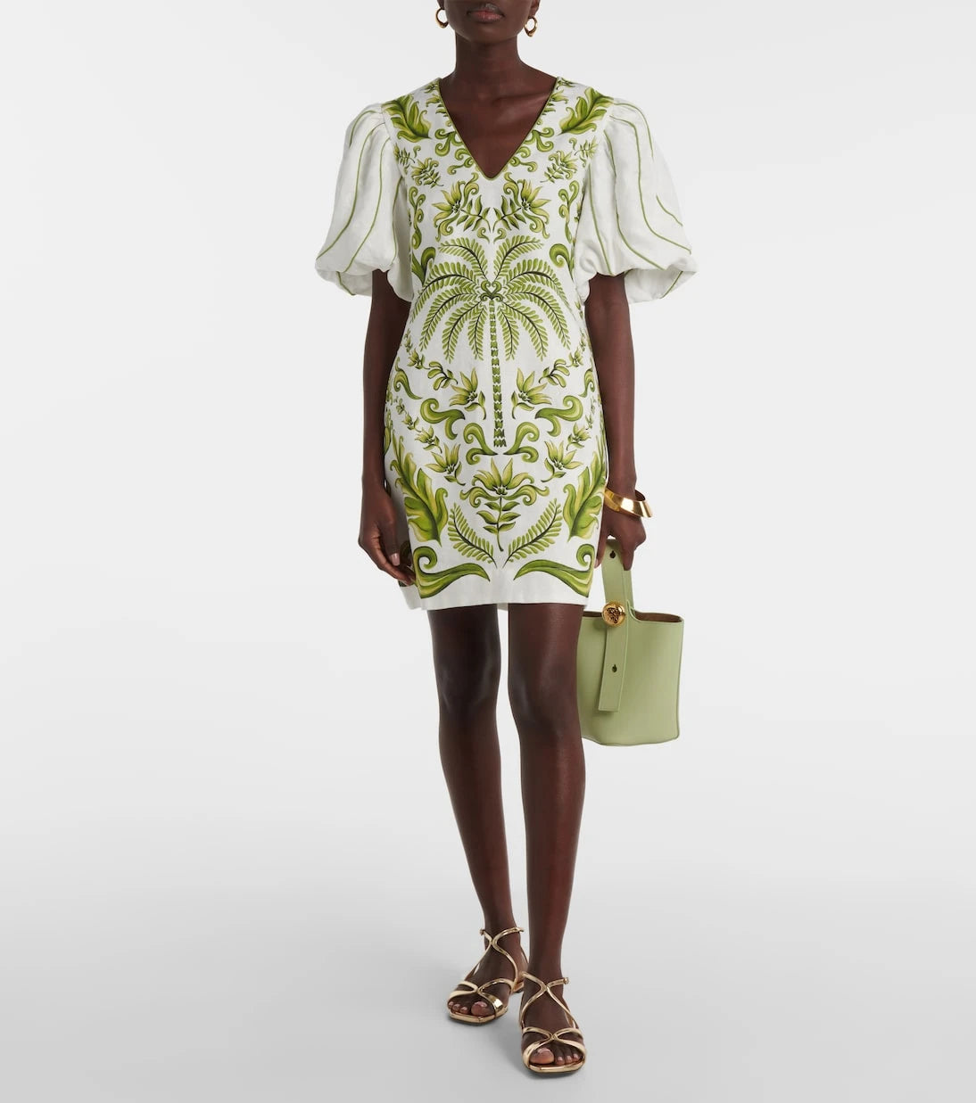 Farm Rio - Milani Off-White printed linen minidress