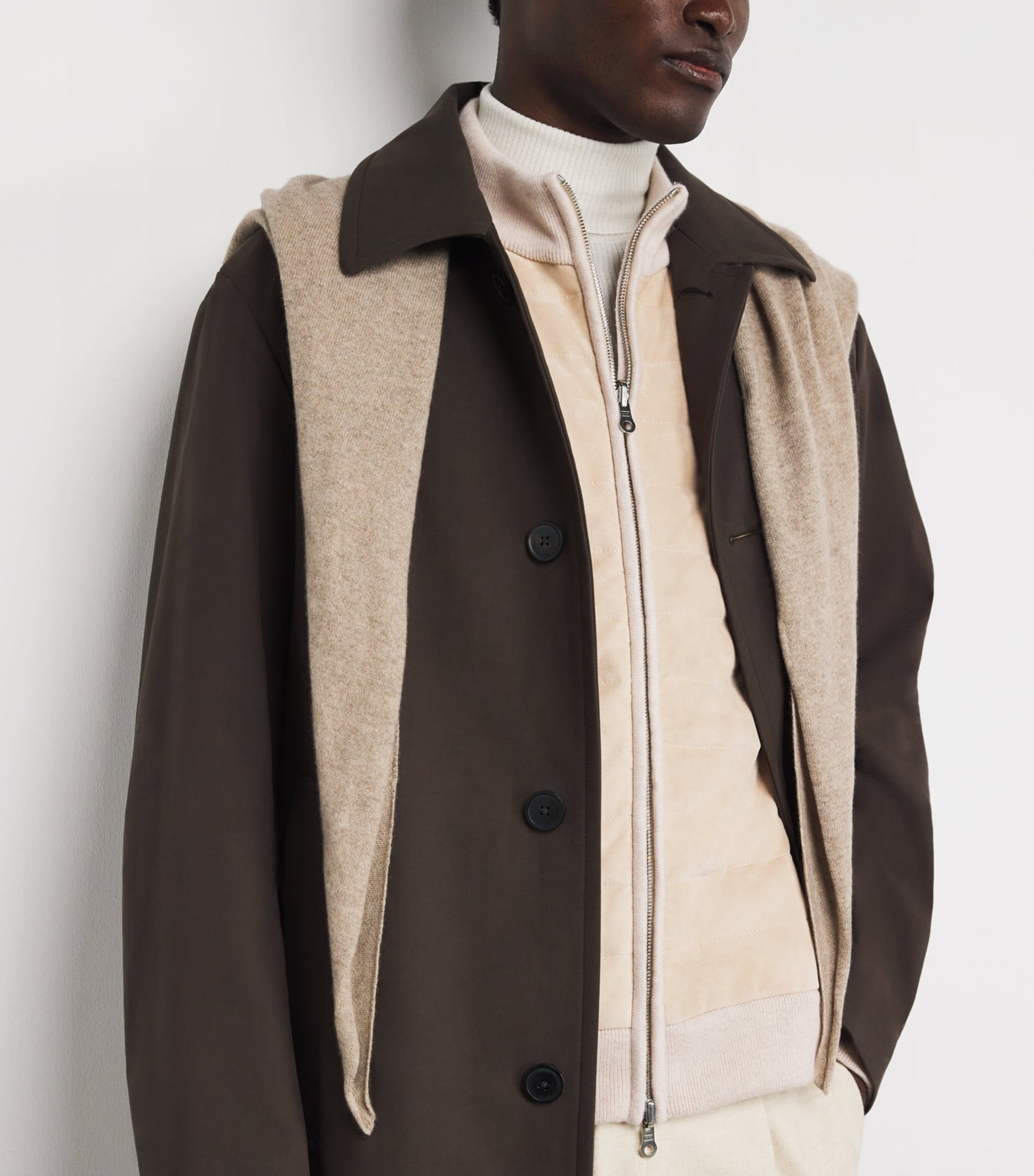 Suede-Trim Cashmere Davos Jacket