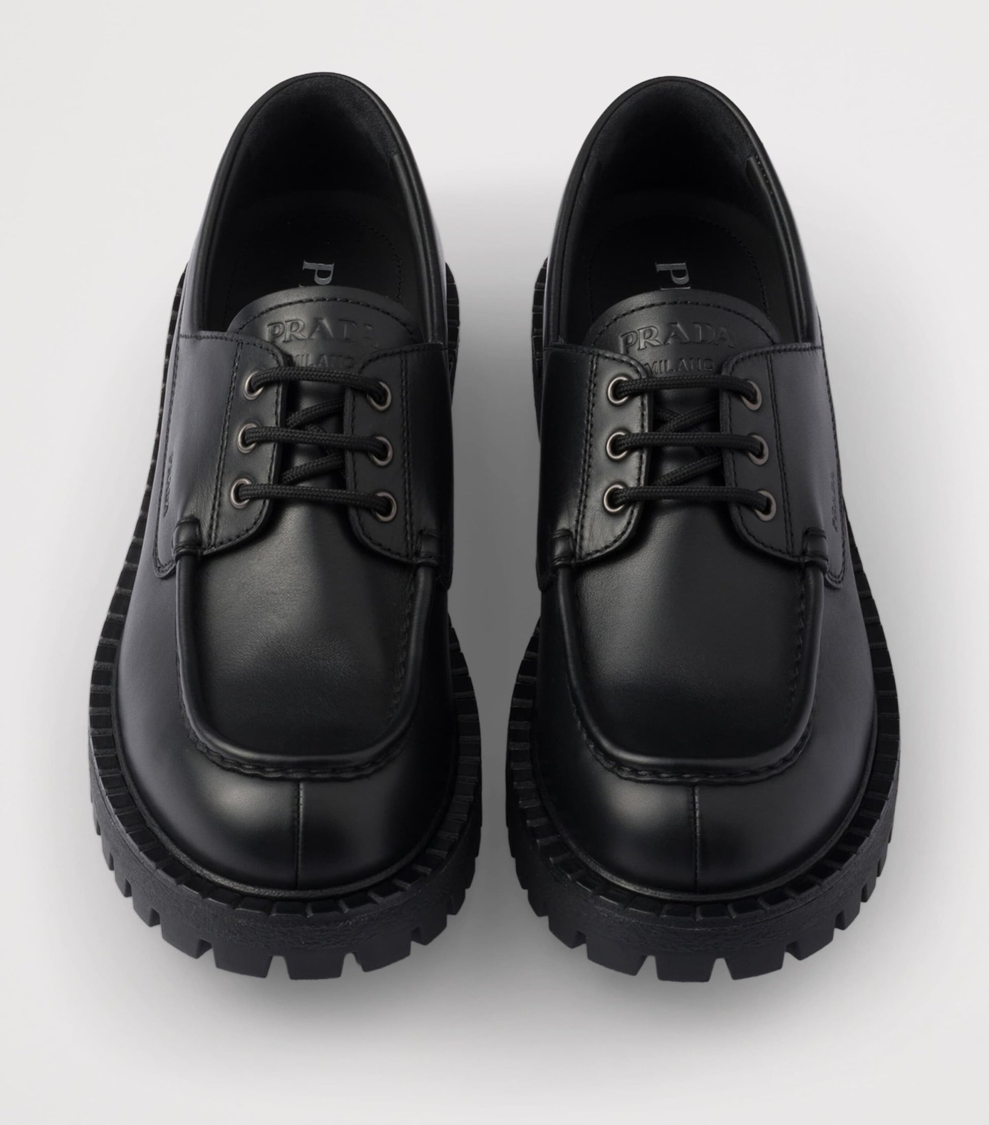 Prada Leather Laced Loafers