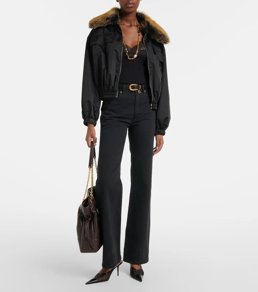 Saint Laurent - Shearling-trimmed blouson jacket