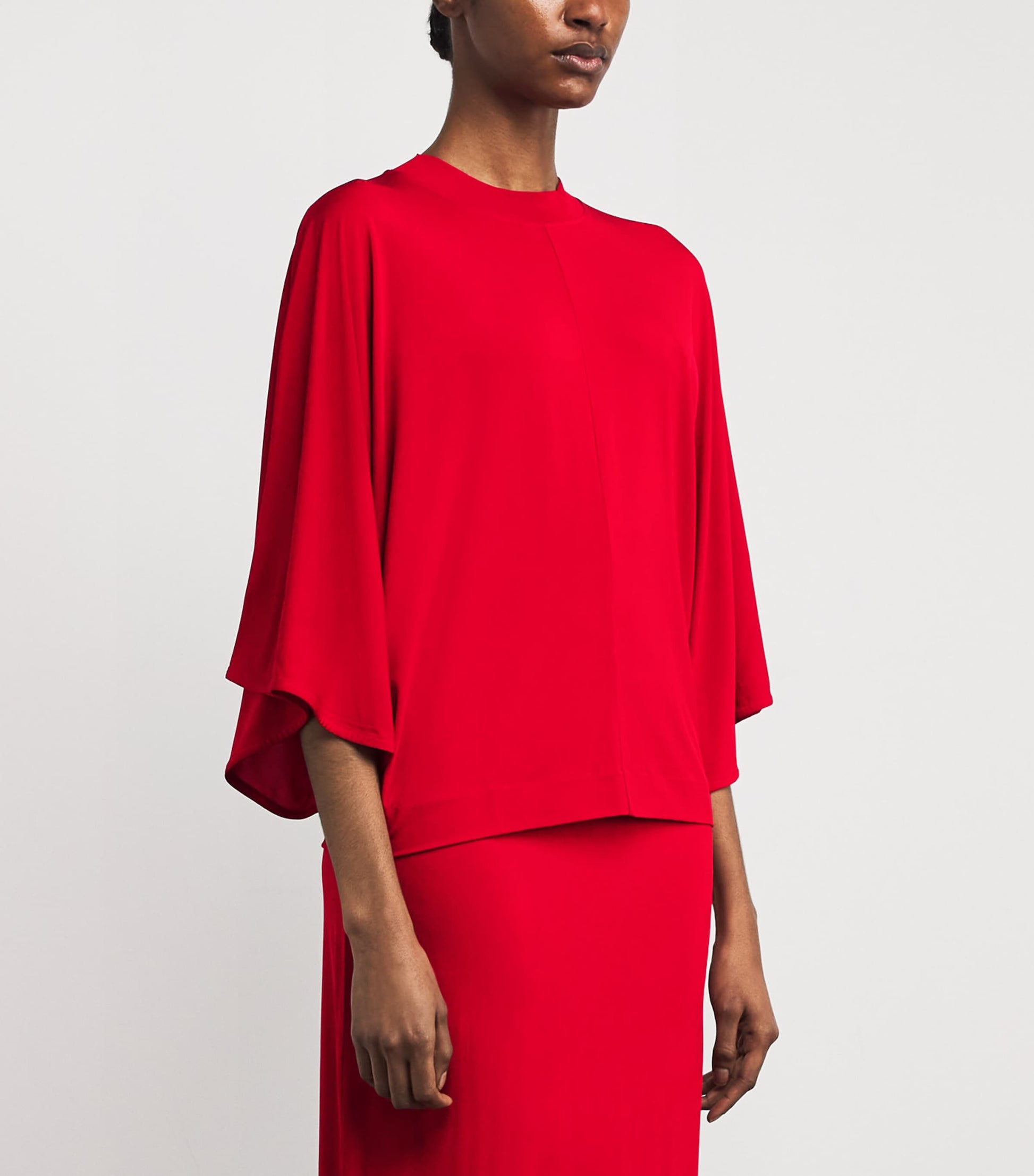 House Of Dagmar Red Cape-Sleeve Blouse
